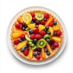 Vibrant 4K topdown view of Crostata di Frutta on plate