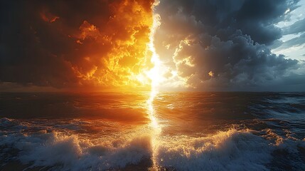 Contrasting Sun and Stormy Sky Symbolizing Political Optimism and Uncertainty &ndash; Generative AI