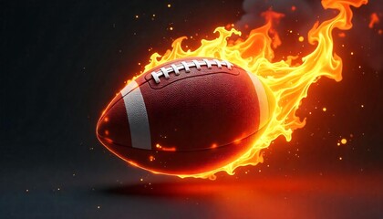 "Flaming American Football &ndash; Fiery Sports Concept with Intense Energy"