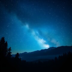 Naklejka premium Starry Night Sky and Milky Way