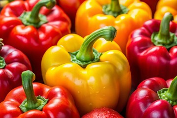 Vibrant Red and Yellow Bell Peppers Still Life Portrait Photography