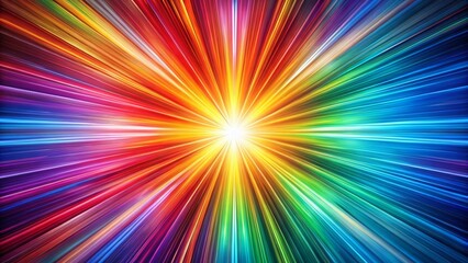 Obraz premium Vibrant Retro Sunburst Rainbow Burst Panoramic Background Design