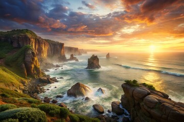 sunset on the beach Landscape Seealpsee in mountain landscape of Hintersee lake