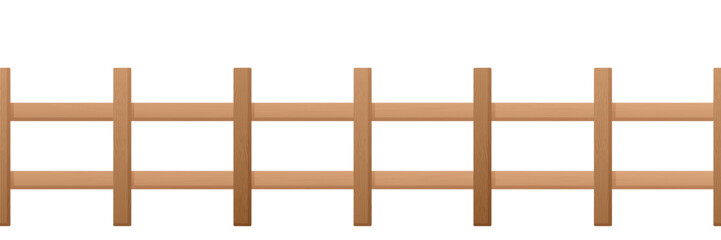 Wooden fence wide gaps in rustic style. New wooden fence large gaps between pillars protection of private property cartoon palisade vector identical boards for fencing farms brown . © Богдан Скрипник
