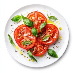 Radiatori with Tomato and Basil in Photorealistic TopDown View
