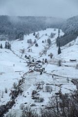 The landscape view of the small village in Germany near Todtnauer in the winter