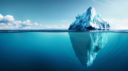 Obraz premium Majestic Iceberg Gliding Through Deep Blue Waters in a Chilling Atmosphere