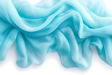 Obraz premium Flowing soft blue fabric gently arranged on a white background