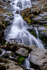 Obraz premium The view of the waterfall right before the spring in south Germany