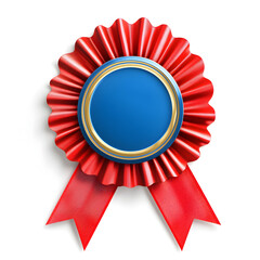 Elegant Red Award Ribbon with Decorative Rosette for Competitions, Achievements, and Celebrations