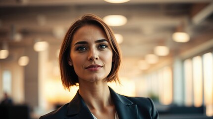 Obraz premium Beautiful attractive woman in modern office business professional, successful female entrepreneur