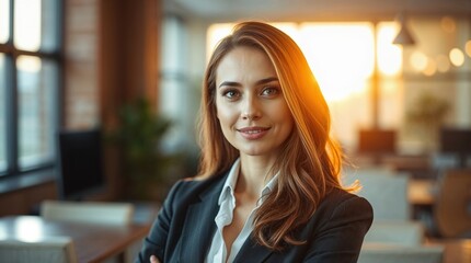 Beautiful attractive woman in modern office business professional, successful female entrepreneur