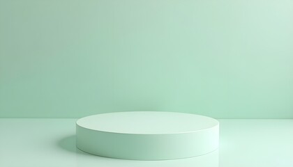 modern pastel green product display podium, minimalistic circular platform for branding and advertising, soft gradient background, ideal for elegant presentations