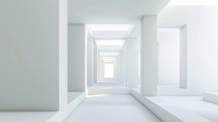 Fototapeta premium A Maze of White Walls Creating a Visual Illusion of Depth