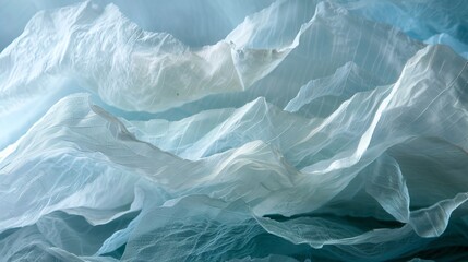 Elegant abstract background of white wrinkled bedding sheet fabric with unique textured design
