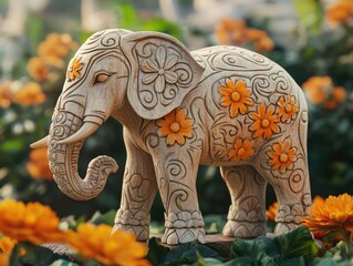 Obraz premium Elephant in flower field