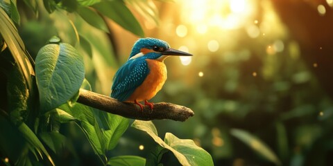 Fototapeta premium Bird on Forest Branch