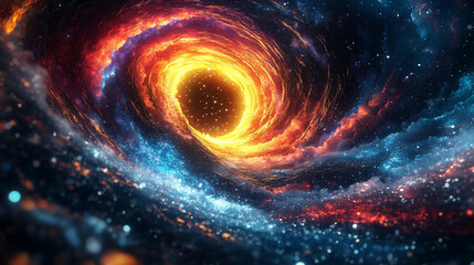 Obraz premium Cosmic whirlpool creates a mesmerizing display of colors and stardust in the depths of the universe