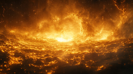 Obraz premium A swirling cosmic nebula of vibrant colors, representing the infinite energy and mystery of the universe, captured in an abstract 3D render. Symbolizes creation, evolution, and cosmic wonder