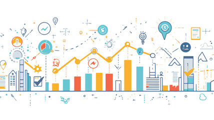 Visualizing Financial Growth and Profitability in the Corporate Landscape and Chart graph investment finance business currency datum economy stock growth diagram market Art & Illustration