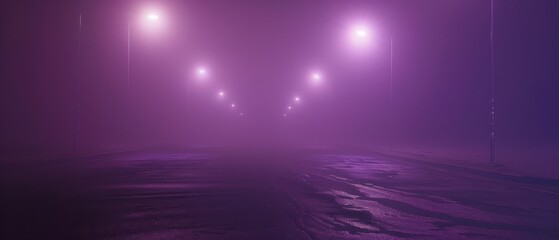 Mysterious purple light adds depth and futuristic feel in foggy setting