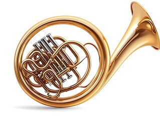 Fototapeta premium there is a golden french horn with a silver bell on a white background