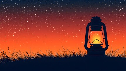 The ancient kerosene lamp swaying in the night