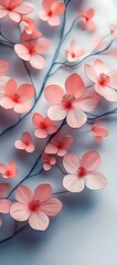 there is a close up of a pink flower on a branch