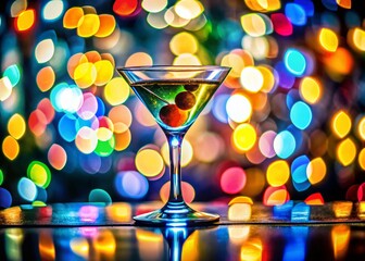 Vintage Martini Bottle Sticker, Colorful Retro Label, Long Exposure Photography