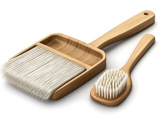 there is a brush and brush holder with a wooden handle