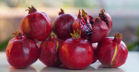 Large pomegranates were being collected.
