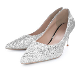 Obraz premium Beautiful high heeled shoes isolated on white