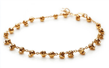 Obraz premium Rio Carnival Golden Anklet Chain with Tiny Charms Isolated On White background.