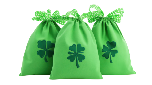 St patrick's day sacks isolated on white background