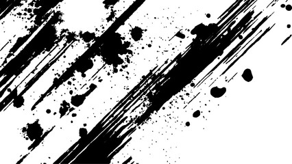 Vector grunge texture. Grunge black and white texture of black brush strokes on white paper or background. A black and white painting with a brush stroke that is very long.