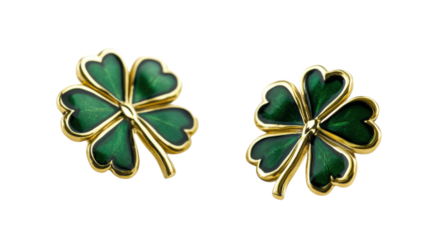 st patricks day shamrock earrings isolated on white background