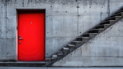 Red Door with Stairs