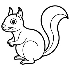 Elegant Squirrel Line Drawing Vector