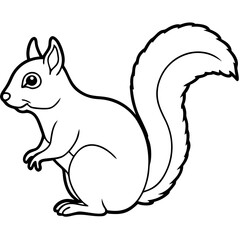 Elegant Squirrel Line Drawing Vector