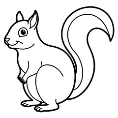 Elegant Squirrel Line Drawing Vector