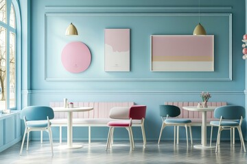 Fototapeta premium multi-layer printing, pastel color scheme cafe modernity, holiday card ultra hd