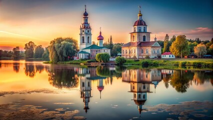 Vintage Photo: Russian Orthodox Church Reflection, Vologda, 18th Century Architecture