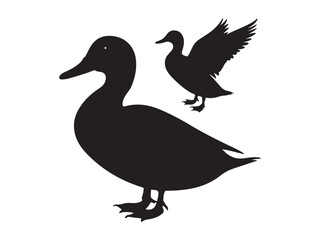 vector silhouettes of ducks