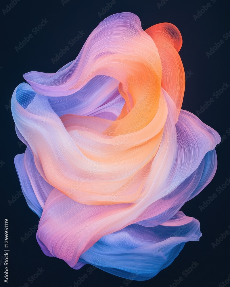 Poster flowing abstract art display digital creation soft color palette modern aesthetic close-up fluid dyn