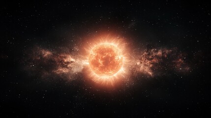 Solar flare phenomenon outer space digital art cosmic environment close-up view stellar concept