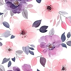 Watercolor floral pattern, delicate flowers,  seamless design, background