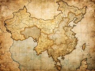 Vintage Style Grey Map of China Provinces: Antique Cartography