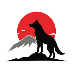a minimalist black silhouette of a howling werewolf vector art 