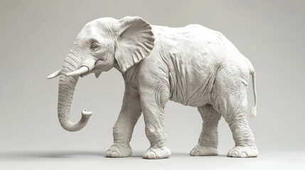 Realistic sculpture of an elephant showcasing intricate details and textures, perfect for art, nature, and wildlife themes