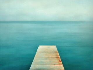Fototapeta premium Serene dock reflection calm ocean tranquil waters aerial view peaceful concept
